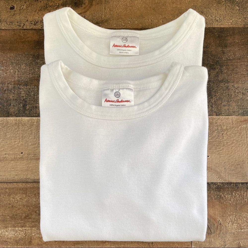 Hanna Andersson Set Of 2 Organic Cotton Long Sleeve White Layering Tee’s 6-7/120